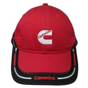 Power Gear Cummins Red Black Baseball Cap Hat OS Embroidered Slideback Piping
